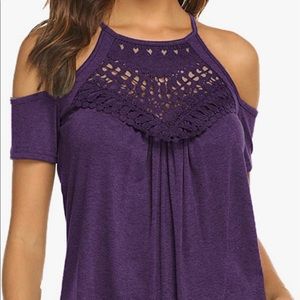 LIQUIDATING Women’s Purple Off-Shoulder Top w/ Lace Bodice XL